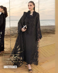 Rung Rasia Luxury Lawn Collection Black Embroidered 3 Piece Unstitched Suit – Premium Designer Lawn