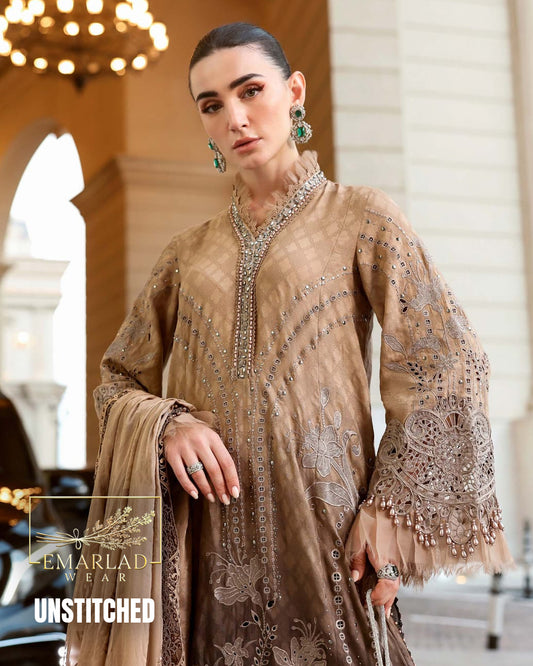 Maria B Luxury Lawn Collection 2026 Brown Skin Tie & Dye Unstitched Suit MBP-D2601-A/B Online in Pakistan