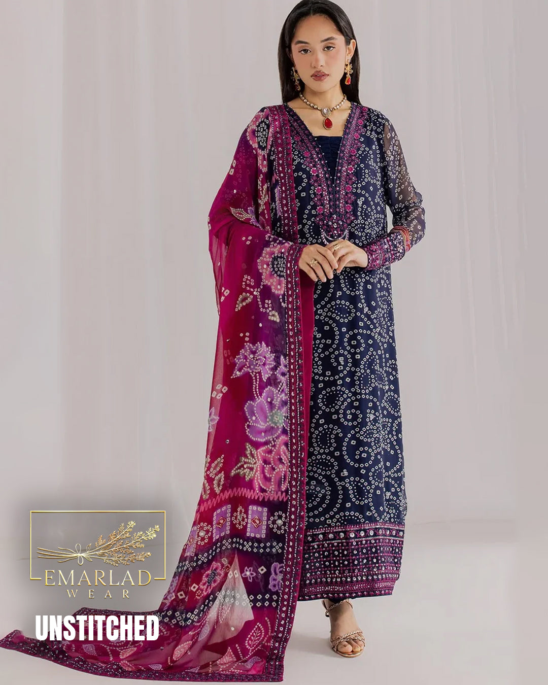 Nureh Luxury Chiffon Collection 2026 Blue Chunri NC-NP-819-26