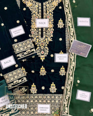 HASEENS Velvet Embroidered Winter Collection | Dark Green
