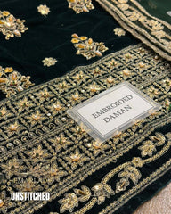 HASEENS Velvet Embroidered Winter Collection | Dark Green
