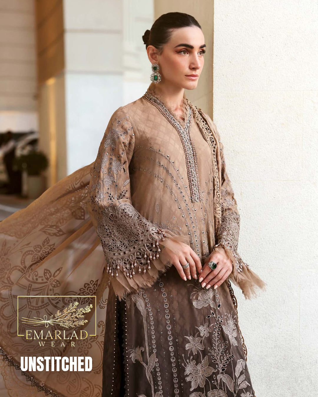 Maria B Luxury Lawn Collection 2026 Brown Skin Tie & Dye Unstitched Suit MBP-D2601-A/B Online in Pakistan