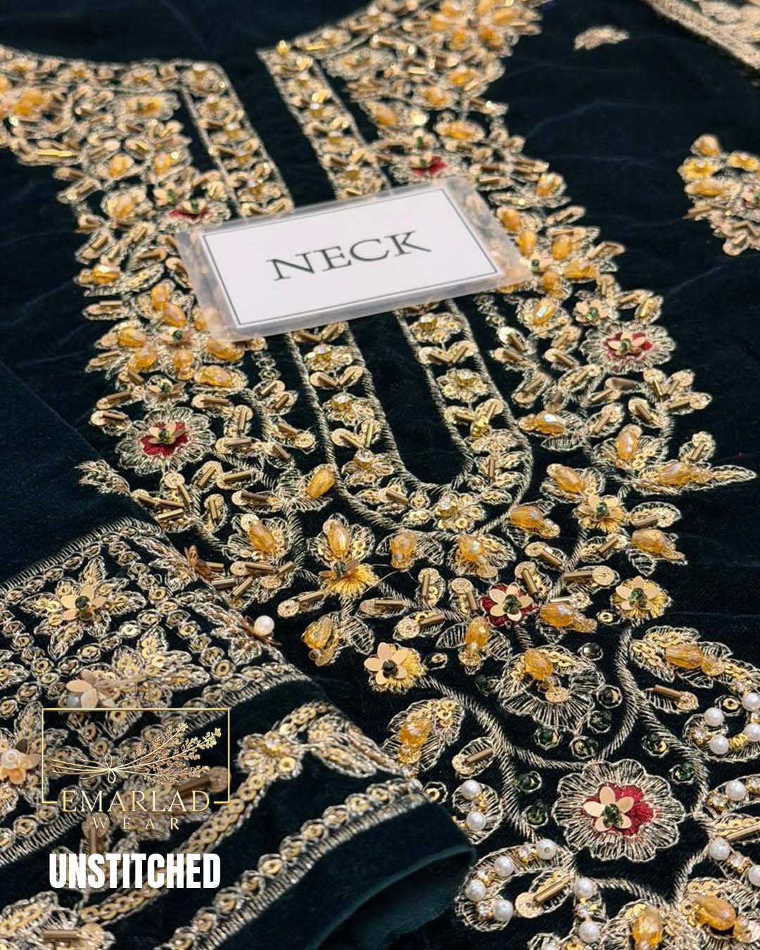 HASEENS Velvet Embroidered Winter Collection | Dark Green