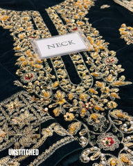 HASEENS Velvet Embroidered Winter Collection | Dark Green