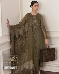 Barooque  | Mehndi green  - Semi Pure Chiffon Collection