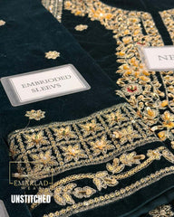 HASEENS Velvet Embroidered Winter Collection | Dark Green