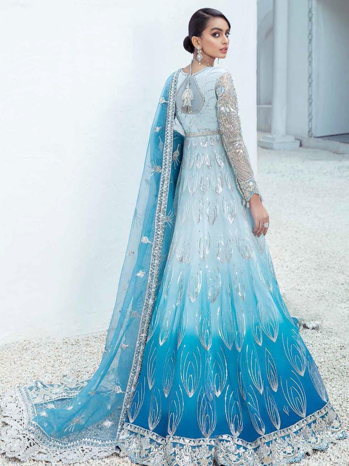 Fareesia sky Blue Bridal Collection dress