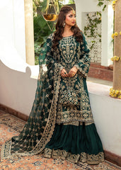 FAIZA SAQLAIN LUXURY ORGANZA DRESS D.GREEN