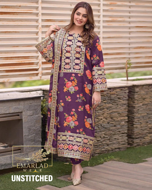 Aneelas | Purple - Silk Embroidered Collection