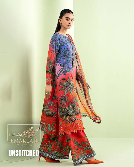 Maria B Tree Orange Lawn Embroidered 3 Piece Suit