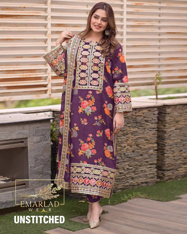 Aneelas | Purple - Silk Embroidered Collection
