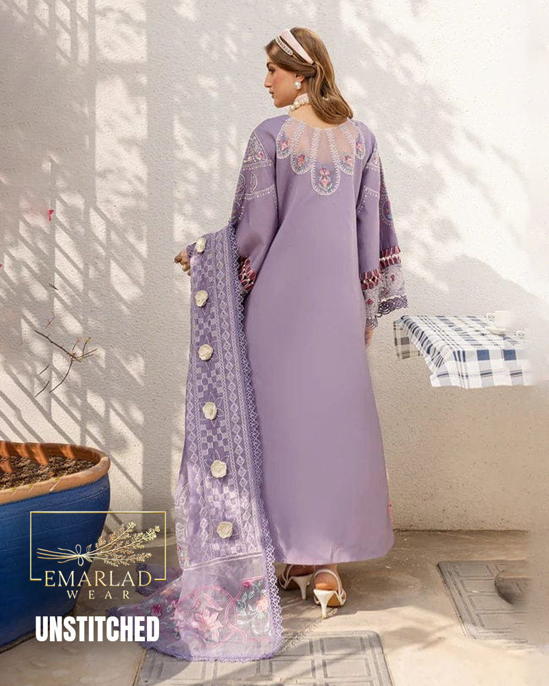 Parishay Eid Collection Cotton Chicken Kari Suit – Lilac Purple
