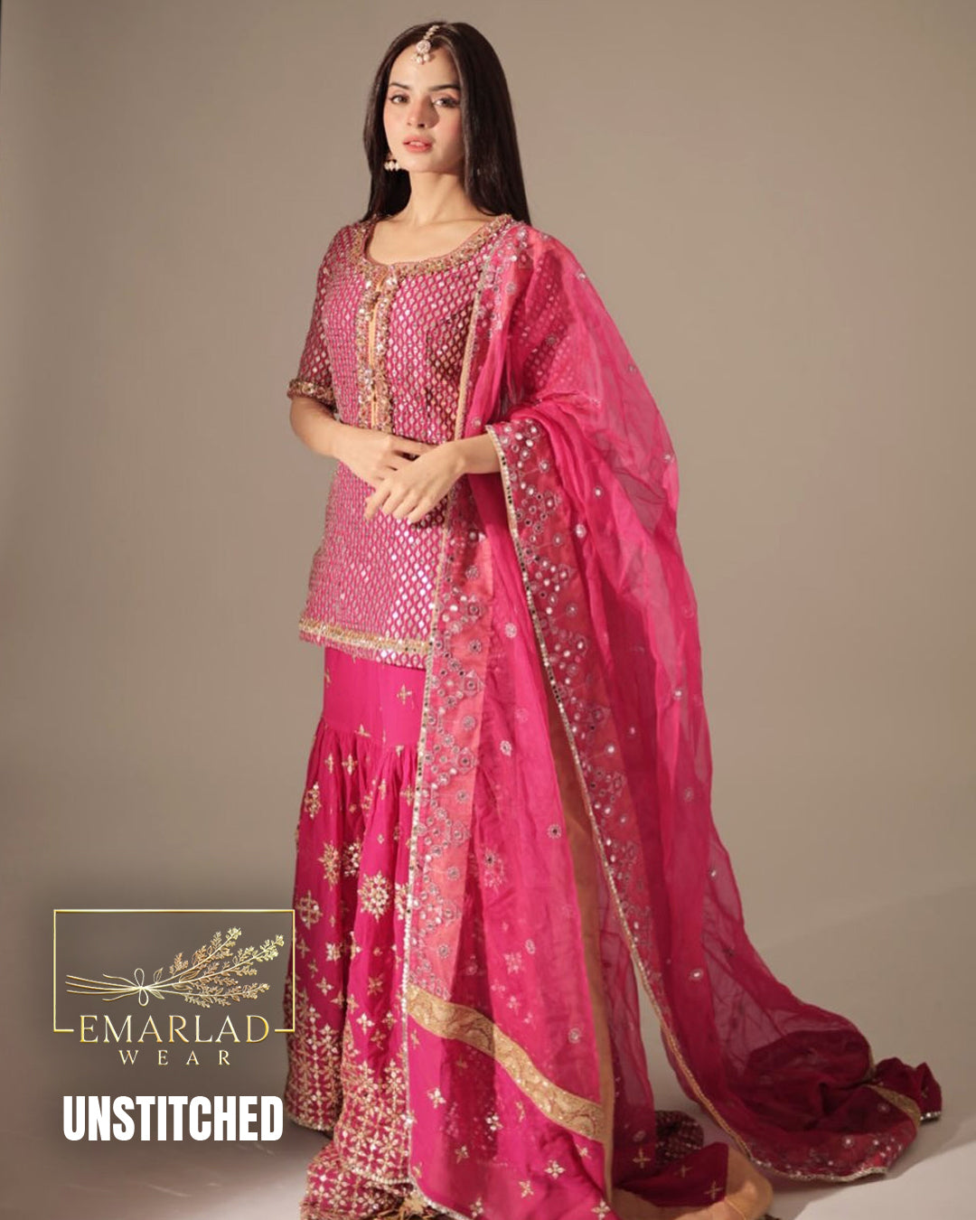 Yashma Gill Shocking Pink 5mm Sequin Embroidered Dress