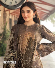 M.B Brown Embroidered 3 Piece Unstitched Formal Palachi Velvet Suit