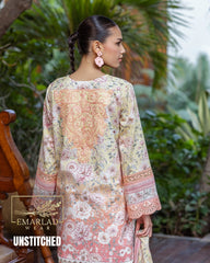 Zainab Chottani Tie & Dye Lawn Suit White & Peach | Embroidered Chiffon Dupatta | Unstitched 3 Piece Summer Collection