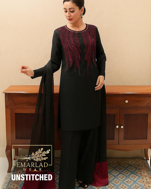 Emarlad Wear Exclusive | Black - Silk Embroidered Collection