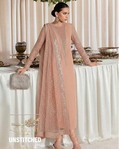 Hussain Rehar | Peach - Premium Raw Silk