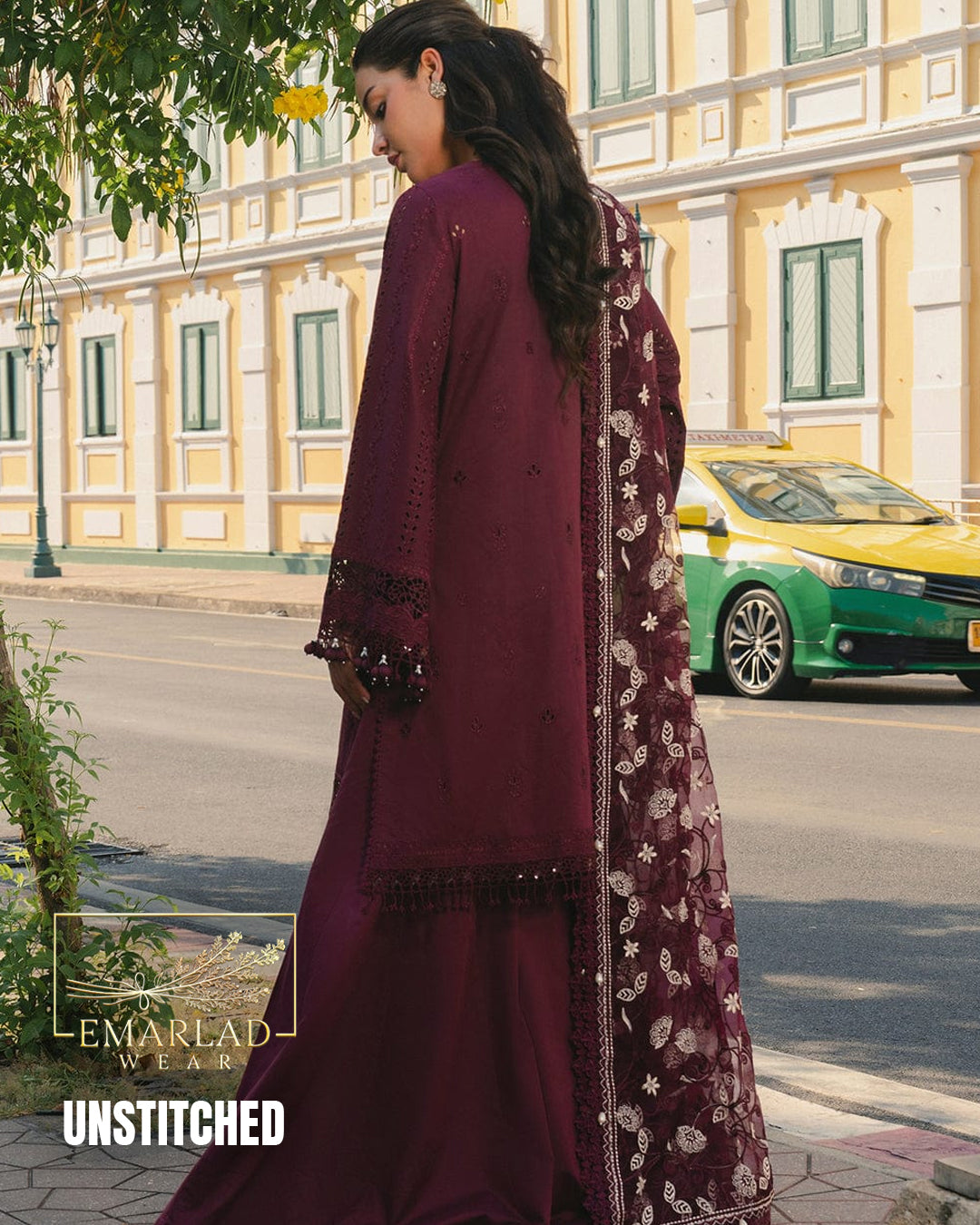 Afrozeh Luxury Collection Mehroon Embroidered Lawn 3 Piece Suit