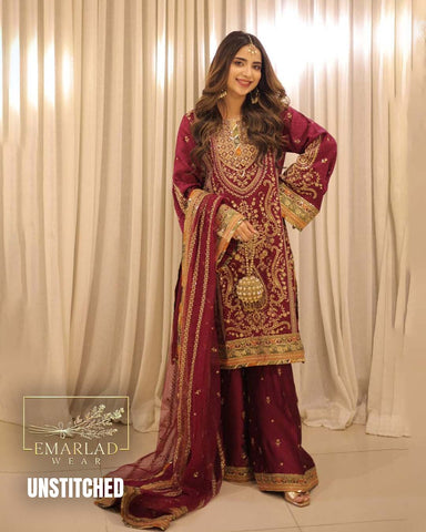 Aneelas - Tussel  Silk embroidered collection | Shocking Pink