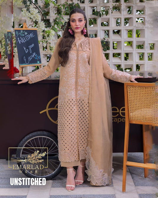 Rang Rasia Lawn Collection Brown Embroidered Suit | Premium Lawn Dress for Women