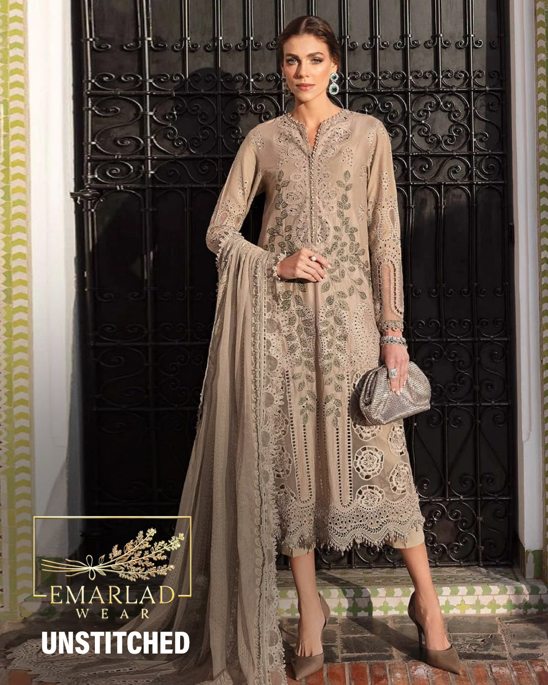 Maria B | Skin Brown - Luxury Lawn Chikankari Eid Collection Latest Volume 2025