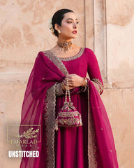 Faiza Saqlain Wedding Embroidered Maxi – Shocking Pink