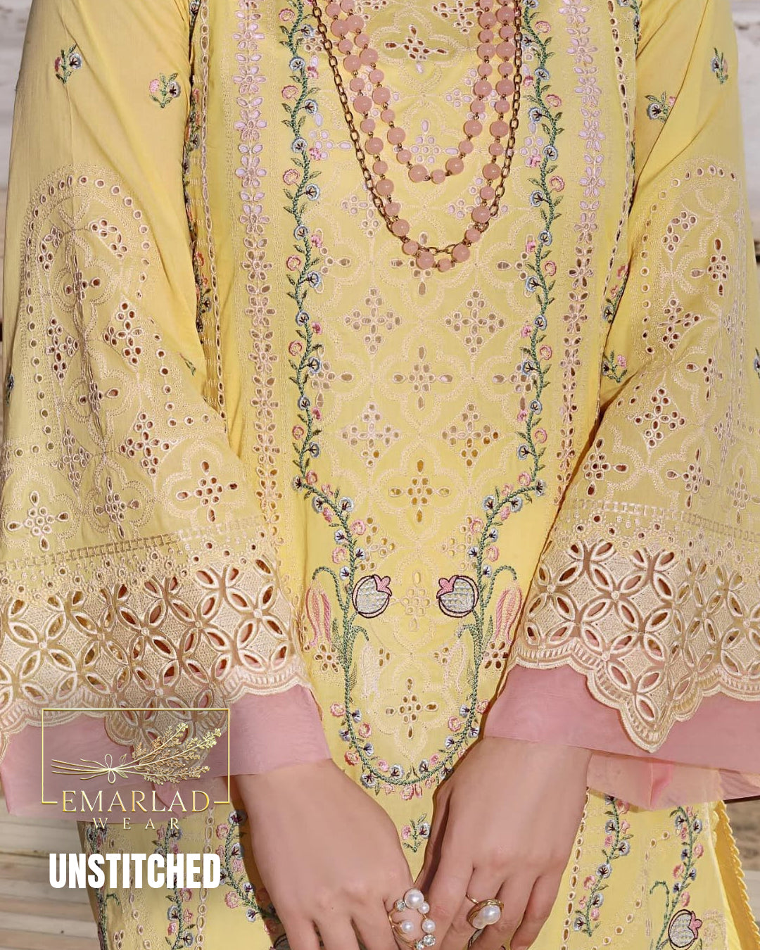 Aneelas Yellow Luxury Lawn Chicken Kari Suit 2026 – Embroidered 3PC Dress
