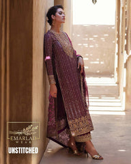Kanwal Malik Semi Pure Chiffon Embroidered 3 Piece Suit | Dark Shocking Pink