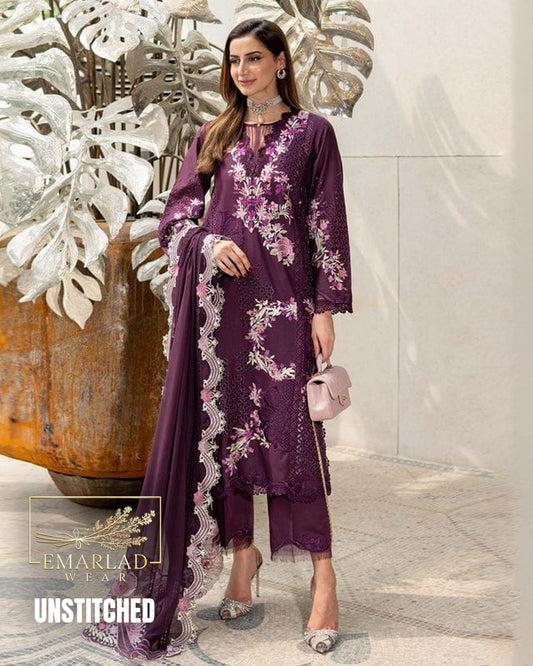Saira Shakira Luxury Lawn 3 Piece Embroidered Suit Dark Purple – Designer Lawn Collection 2026