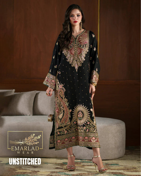 Ethnic Black Kaftan | Most Viral Raw Silk Design