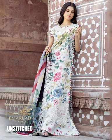 Asifa Nabeel White Multi Lawn Suit with Embroidered Chiffon Dupatta – Luxury 3PC Collection