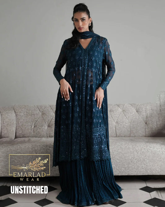 Zaib EC-26-109 Chiffon & Sharmoz Embroidered 3 Piece Suit