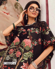Maria B M-Print Lawn 3PC 2025 – Black | Heavy Embroidered Neckline & Chiffon Dupatta
