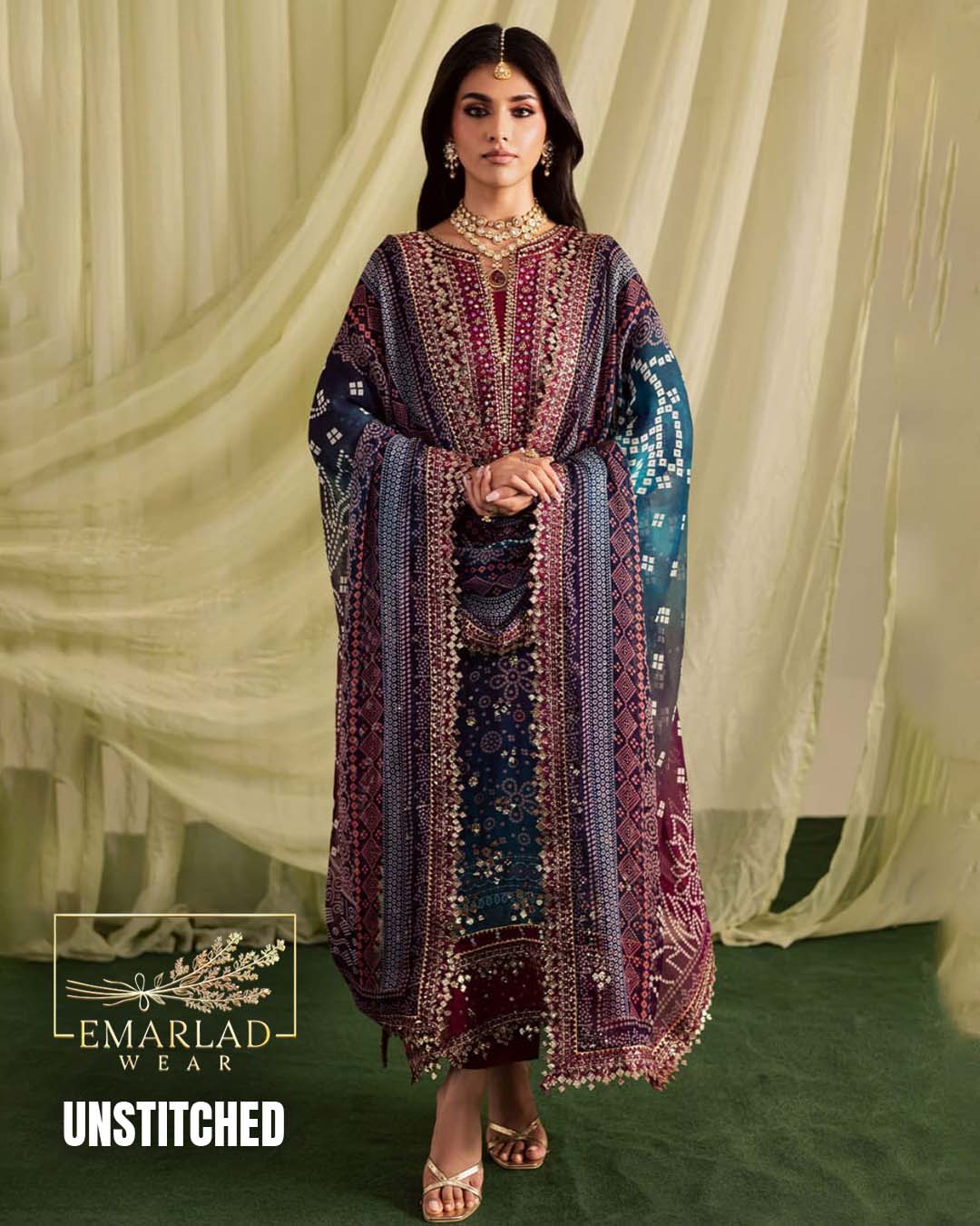 Nureh Printed Lawn Suit with Chiffon Embroidered Dupatta (NP-700)