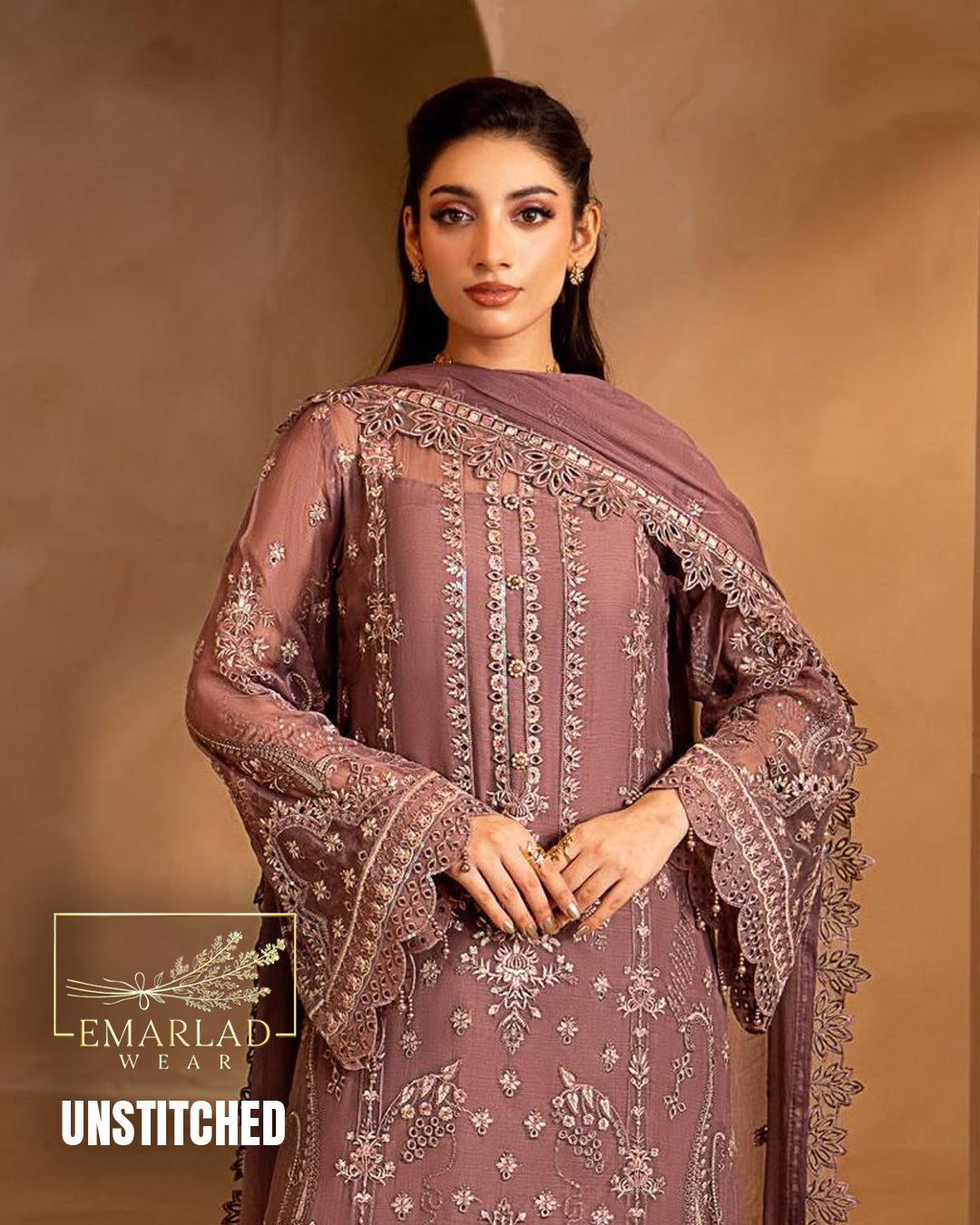 Maryam's Luxury Embroidered Chiffon 3 Piece Suit Design 2584