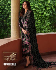 Asifa Nabeel Palachi Collection Black Polka Velvet Suit | Heavy Embroidered Velvet Shawl