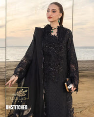 Rung Rasia Luxury Lawn Collection Black Embroidered 3 Piece Unstitched Suit – Premium Designer Lawn