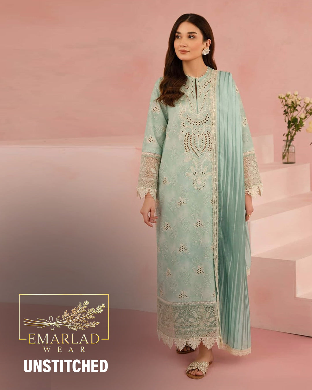 Afrozeh | Sky Blue - Printed Lawn With Chikankari Collection