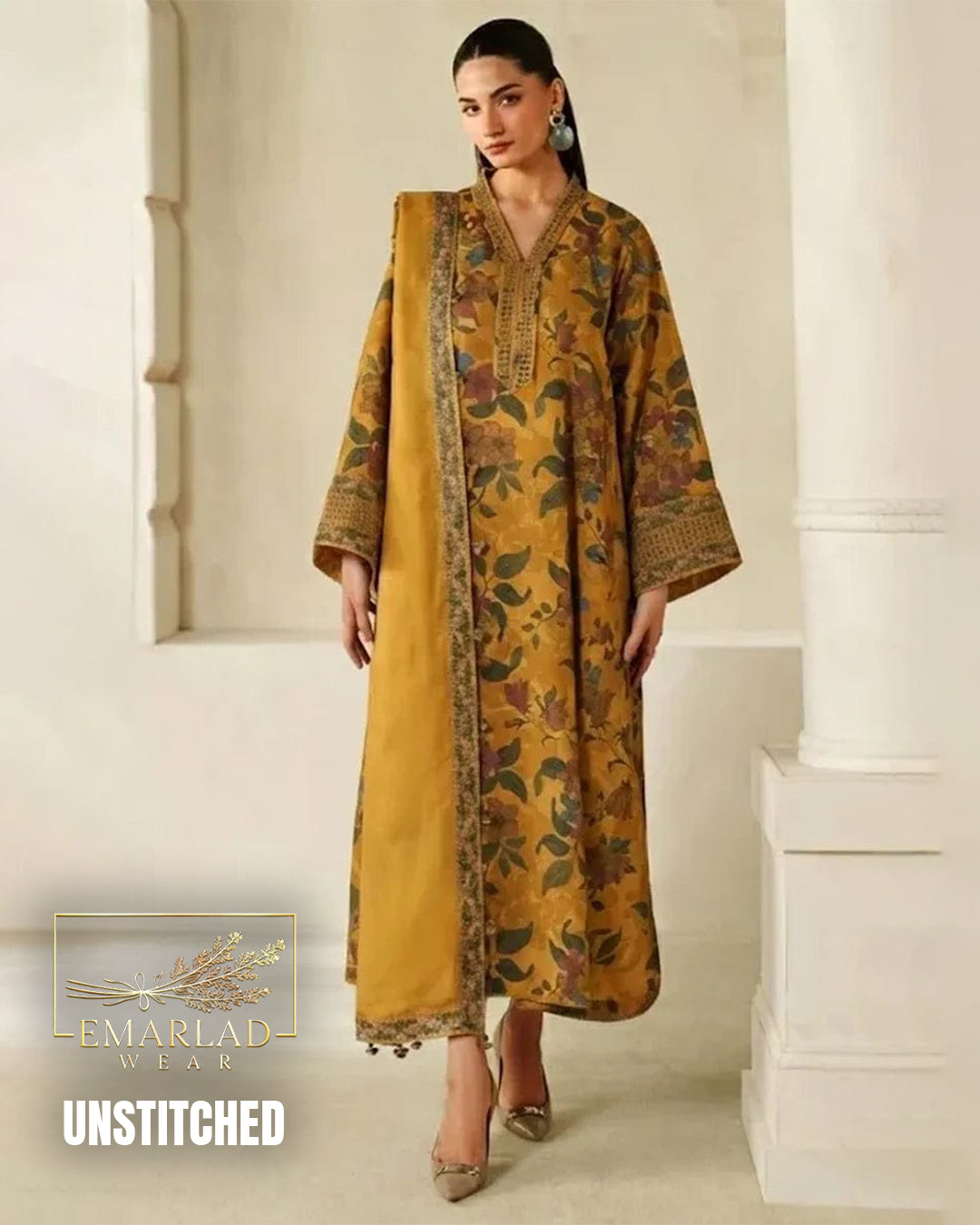 Barouqa Lawn Collection 2026 Mustard BL-UF-4339-A/B – Heavy Embroidered 3 Piece Suit