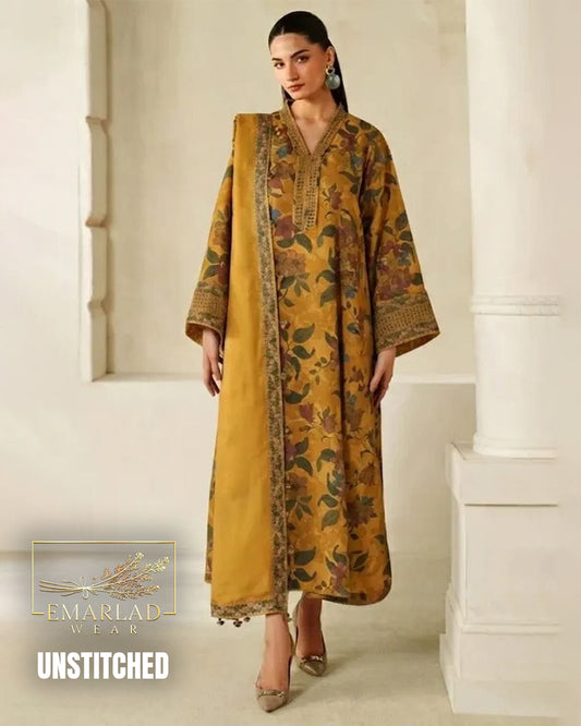 Barouqa Lawn Collection 2026 Mustard BL-UF-4339-A/B – Heavy Embroidered 3 Piece Suit