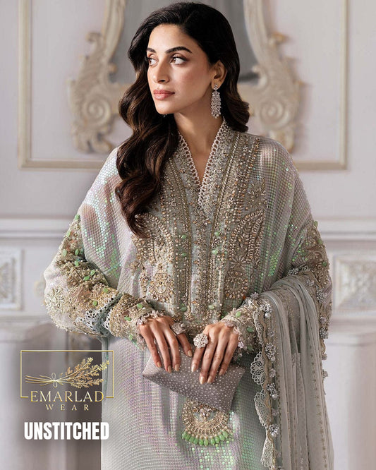 Maria B BD-3005 Green Luxury Lawn Embroidered Suit | 3PC Designer Collection | Emarladwear