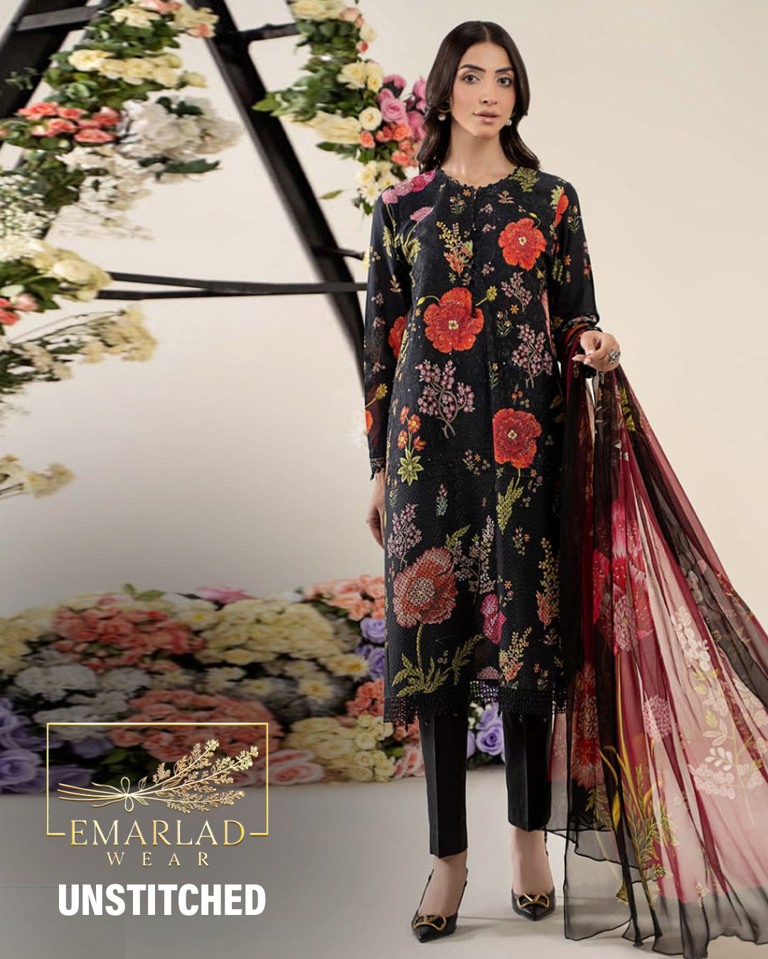 Maria B MPT-2607-B | Black - Lawn Collection