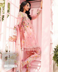 M.B M-Print Lawn 2025 Pink 3PC Suit – Heavy Embroidered Chiffon Dupatta | MPT-2603A/B