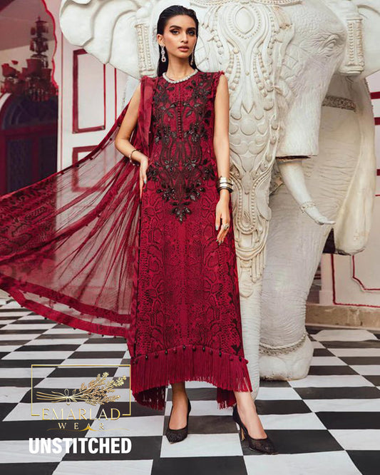 Maria B MPT-2702-A-25 | Red - Raw Silk Collection