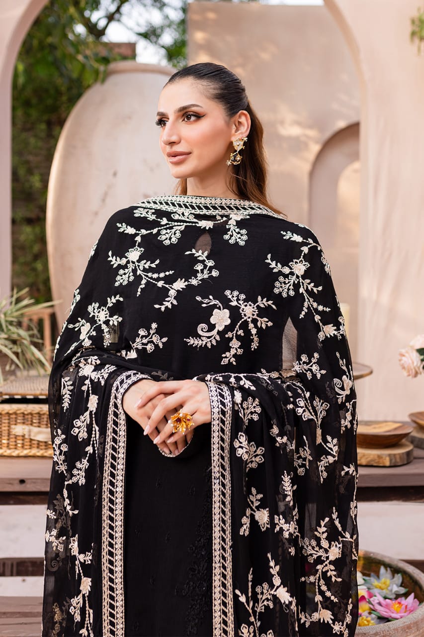 Azure Black Sami Pure Chiffon Formal Collection 3pc