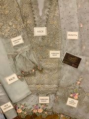 MARIA.B GRAY FESTIVE EMBROIDERED ORGANZA 3 PC