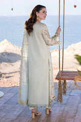 Qalamkar Light Green Chikankari Embroidery Dress