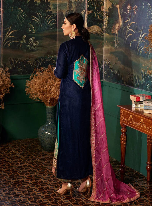 ZAINAB CHOTTANI VELVET FORMAL COLLECTION BLUE