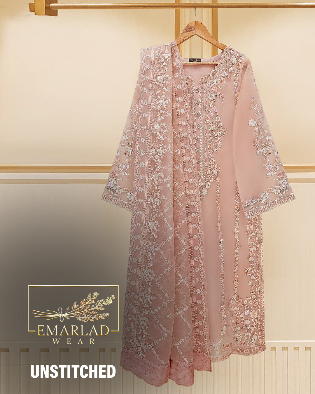 Agha Noor - Organza - Peach