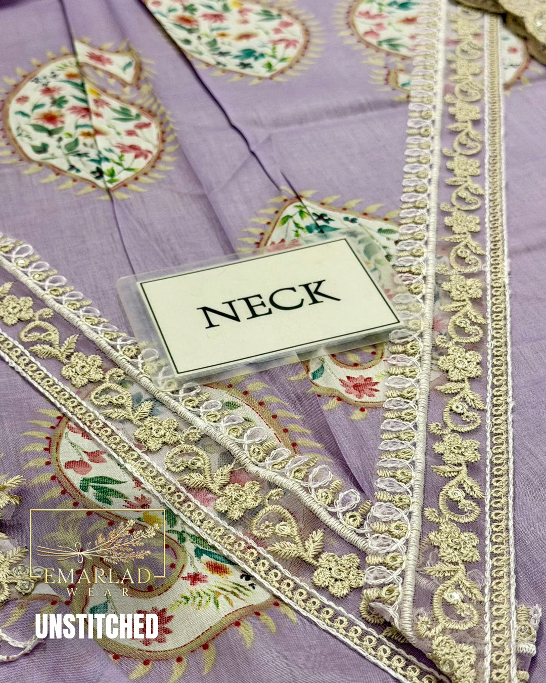 Maria B Kairy Lilac Purple Lawn Suit with Chiffon Embroidered Dupatta & Printed Trouser